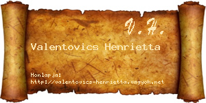 Valentovics Henrietta névjegykártya